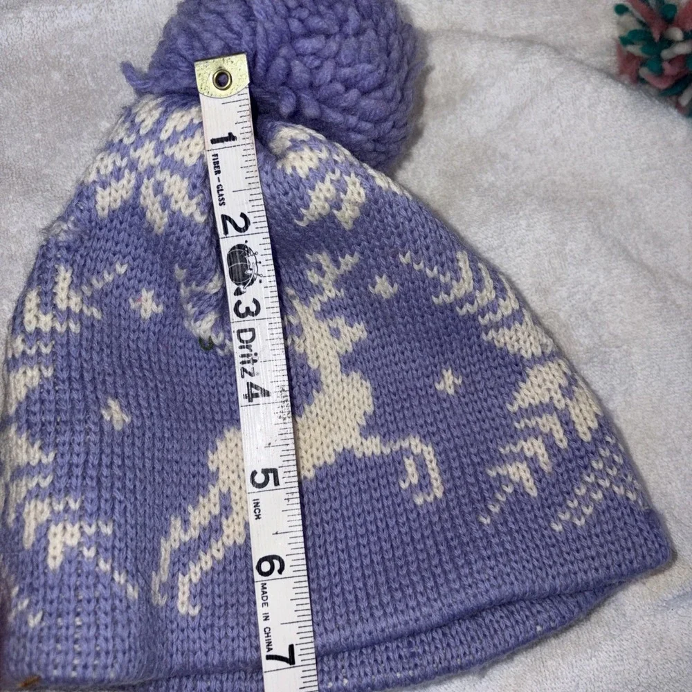 Lot Of 2 Vintage Wool Winter Nordic Beanies Pure Wool Scullcap Style Onesize